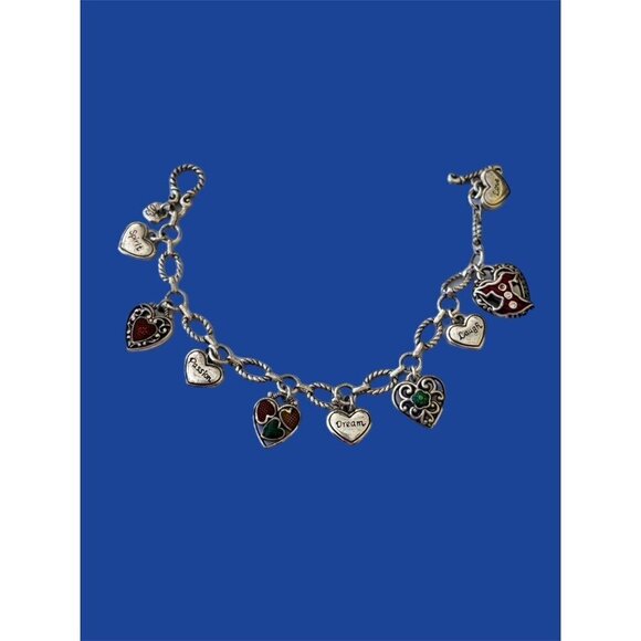 Brighton 2005 Go Red Dream Laugh Passion Spirit Bracelet silver plated hearts - Picture 8 of 9